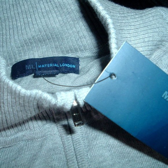 MATERIAL LONDON gray cotton.cardigan track sweater 2xl 46 chest NWT - Picture 7 of 7